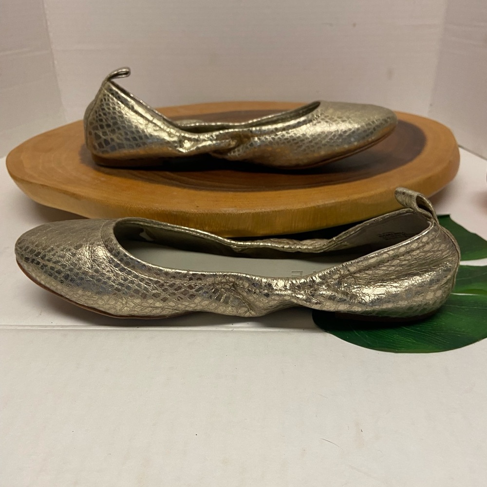 1. sTAte SHAY Gold Leather Snakeskin Ballet Flats - Picture 3 of 8